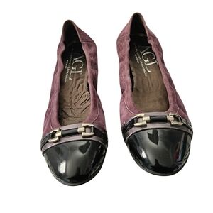 AGL Attilio Giusti Leombruni black toe cap purple flats, size 41, made in Italy